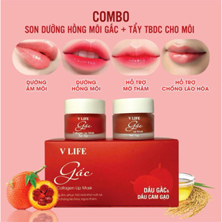  Son dưỡng hồng môi Gấc V LIFE   tặng tẩy tbc cho môi  giúp dưỡng ẩm nuôi dưỡng môi cải thiện môi khô thâm nứt nẻ 