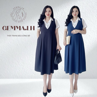  Yếm bầu lẻ GEMMA.LH cổ tim xếp ly Y5 phần trước màu đen chất vải dày dặn size từ 45 đến 120kg Y5  