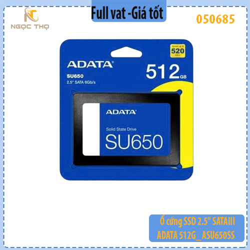 Ổ cứng SSD ADATA SU650 512GB 2.5″ SATA III (ASU650SS-512GT-R) – Hàng chính hãng – Full VAT – BH 36 t