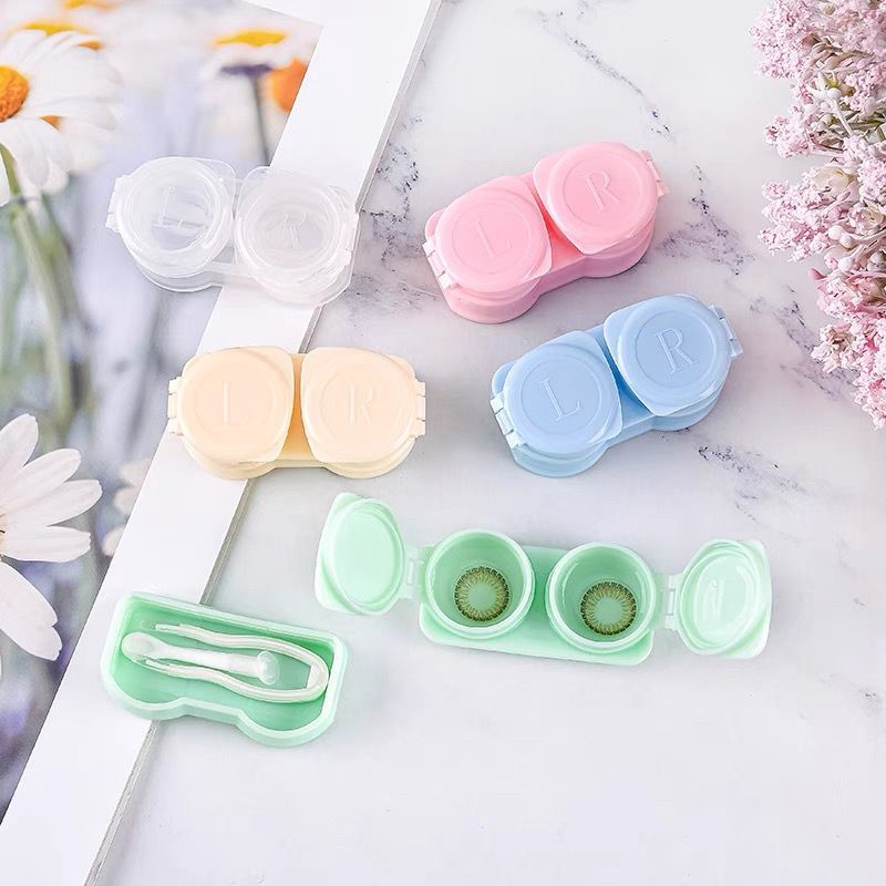 Màu Macaron Hộp Kính Áp Tròng , Dễ Mang Theo, Quà Tặng 1 Cặp, Hộp Kính Cầm Tay Hộp Sắp Xếp Bộ Kính Mắt Du Lịch, Hộp