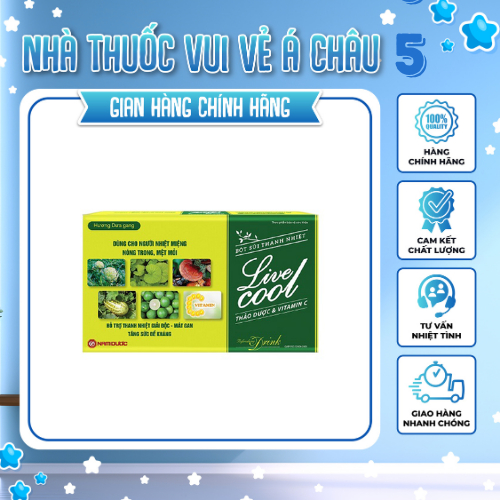 Gói sủi live cool, Bột sủi thanh nhiệt hương dưa gang Live cool (hộp 6 gói)