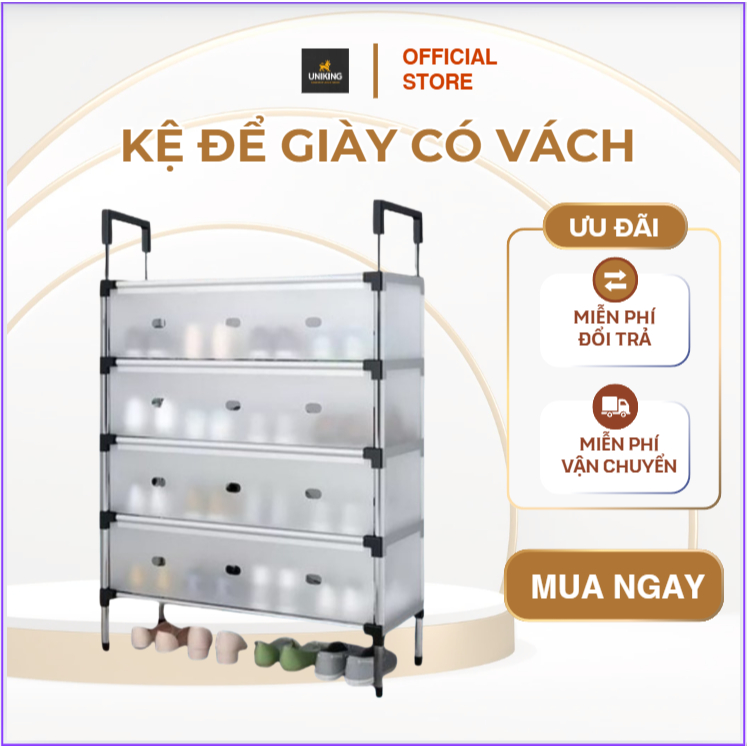 Kệ Giày Inox 5 Tầng Có Vách Ngăn Chắn Bụi