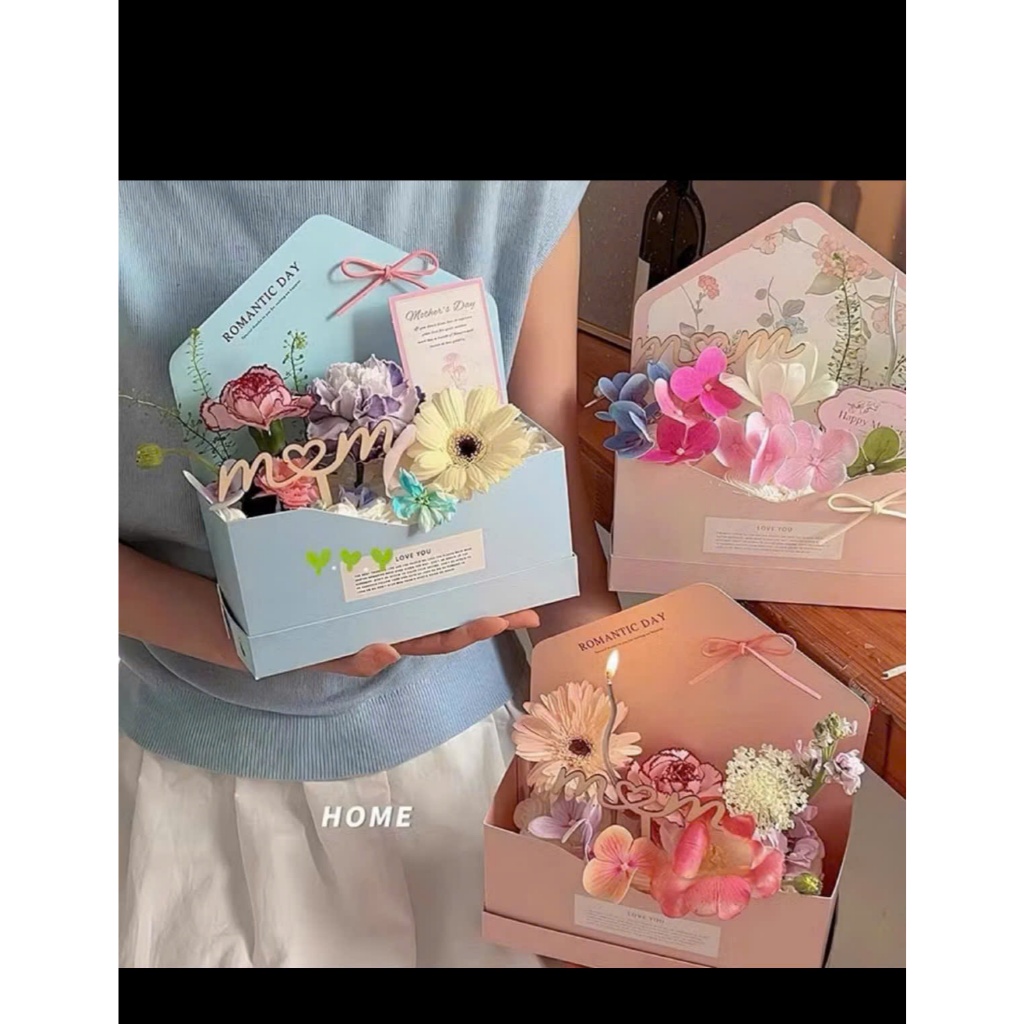 {HỎA TỐC} Túi mica Bìa Thư cắm hoa - Hộp quà tặng 20/10 - Hộp bìa thư đựng bánh và hoa - Hộp đựng qu