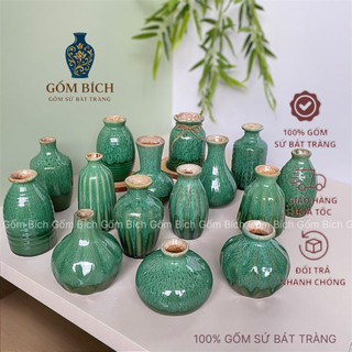  Bình Hoa Lọ Hoa Mini Men Xanh Ngọc Gốm Sứ Bát Tràng - Gốm Bích 