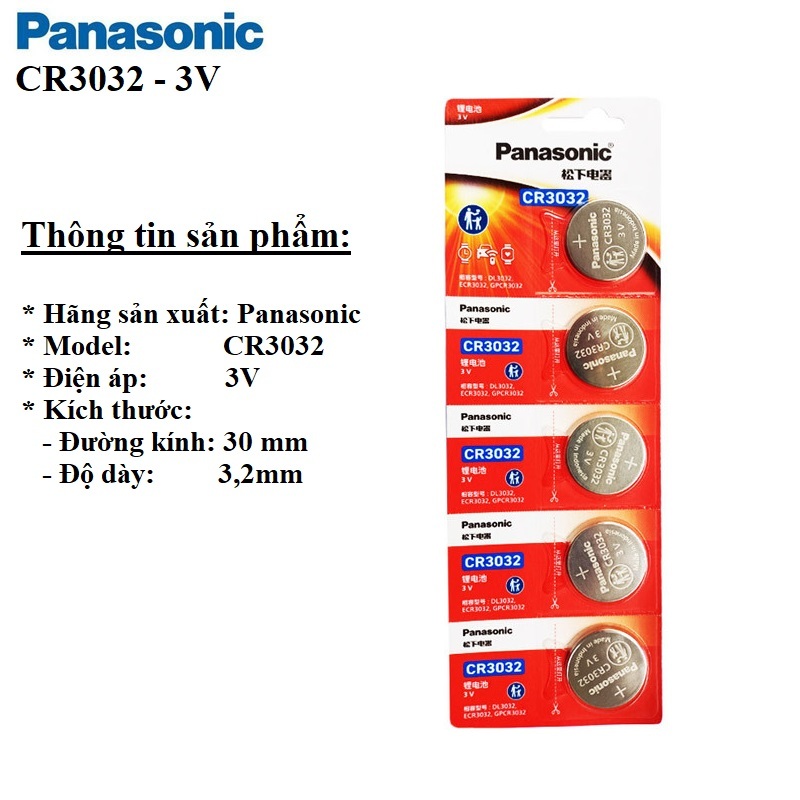 Pin CR3032 Panasonic Lithium 3V Loại Tốt Hàng Nhập Khẩu - Giá 1 Viên