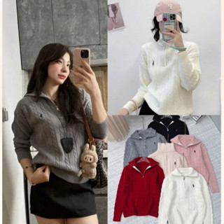   SẴN   Áo LEN  POLO THÊU NGỰA phong cách Hàn Quốc - Áo len dệt kim cổ bẻ The Present ALPLN POLON1 