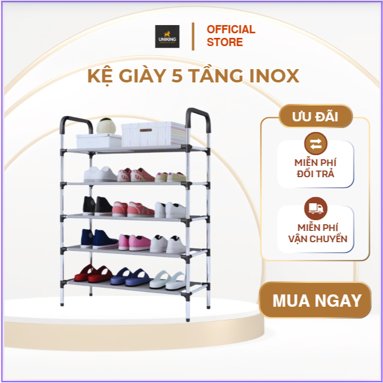 Kệ Giày 5 Tầng Inox Hàng Nội Địa