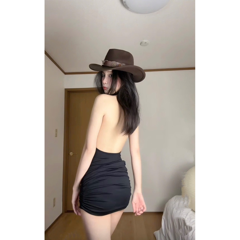 [Hình shop/có sẵn]Đầm body yếm khoét lưng sâu gợi cảm[Có Mút] | BigBuy360 - bigbuy360.vn