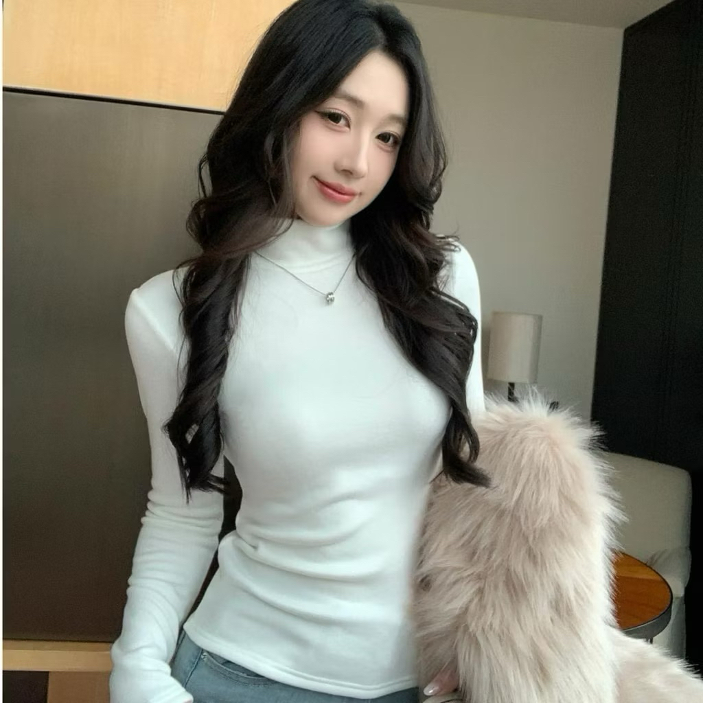 Áo cổ lọ 8p dài tay giữ nhiệt cổ lọ cao 8cm co giãn chất cotton lông thỏ mịn dày dặn Justdun C20 | BigBuy360 - bigbuy360.vn