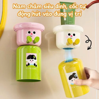 Bộ Cốc Để Bàn Chải Kem Đánh Răng Dính Tường Hình Thú Tiện Lợi
