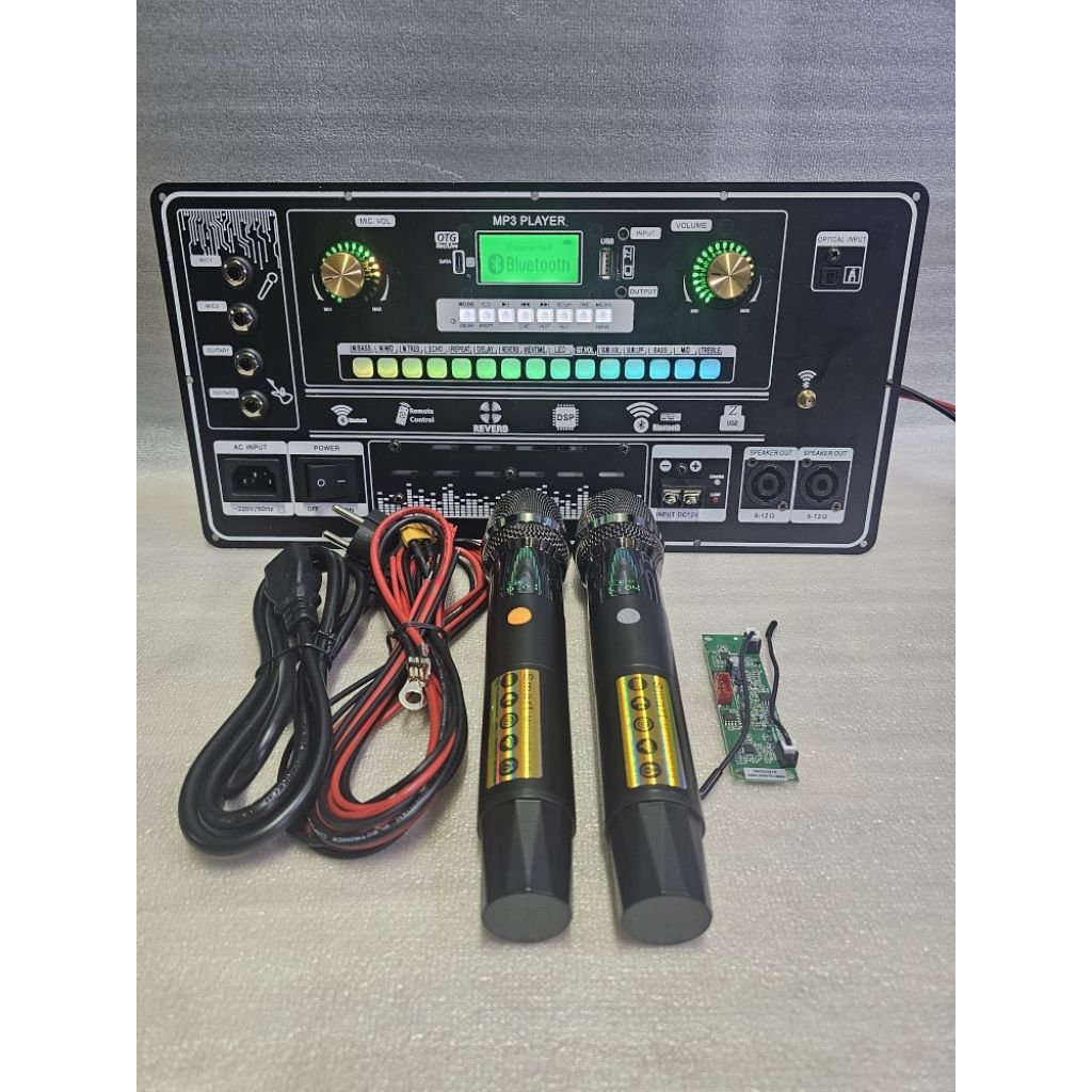 Bo Mach Amply Karaoke Bluetooth 2.1 LED Hiệu Ứng 4 Chế Độ - 2 Kênh Full + 1 Sub 200W