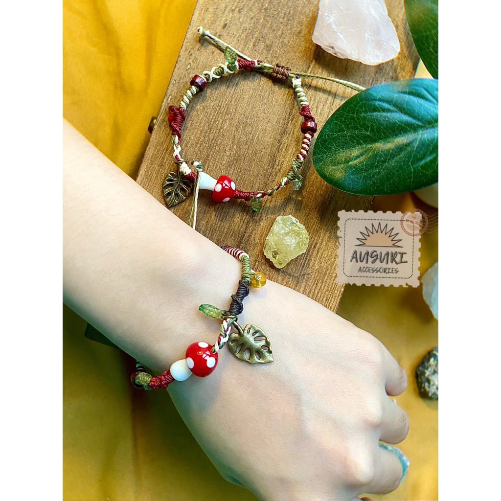 [Auguri] Vòng tay Little Mushroom 🍄 – Vòng tay nấm đỏ may mắn, phụ kiện boho vintage handmade, quà t