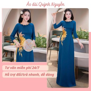  Áo dài nữ áo dài lụa tây thi thêu thủ công phối cổ áo dài thiết kế Áo dài Quỳnh Nguyễn MÃ TK184 