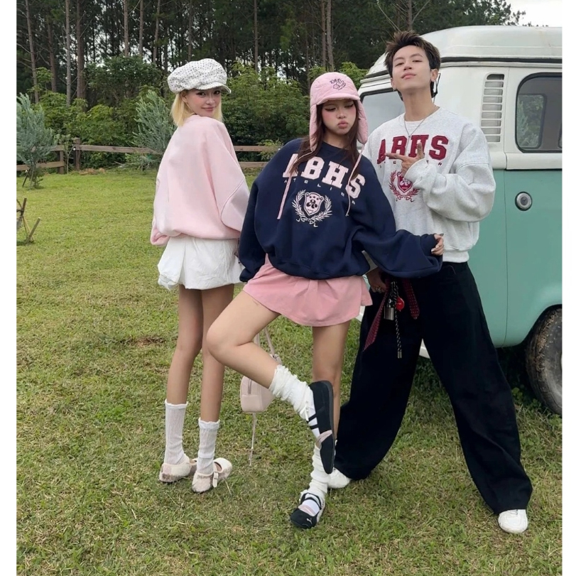 Áo Sweater Nỉ Bông AB HOUSE -Áo sweater form rộng Boxy LIER thời trang nam nữ