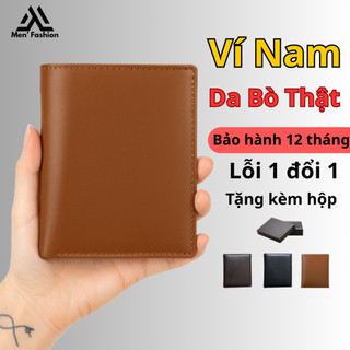 Ví Da Nam Da Bò Thật Men Fashion  – Ví Nhỏ Gọn,Da Mềm Kích Thước 9.5x12cm Nhiều Ngăn