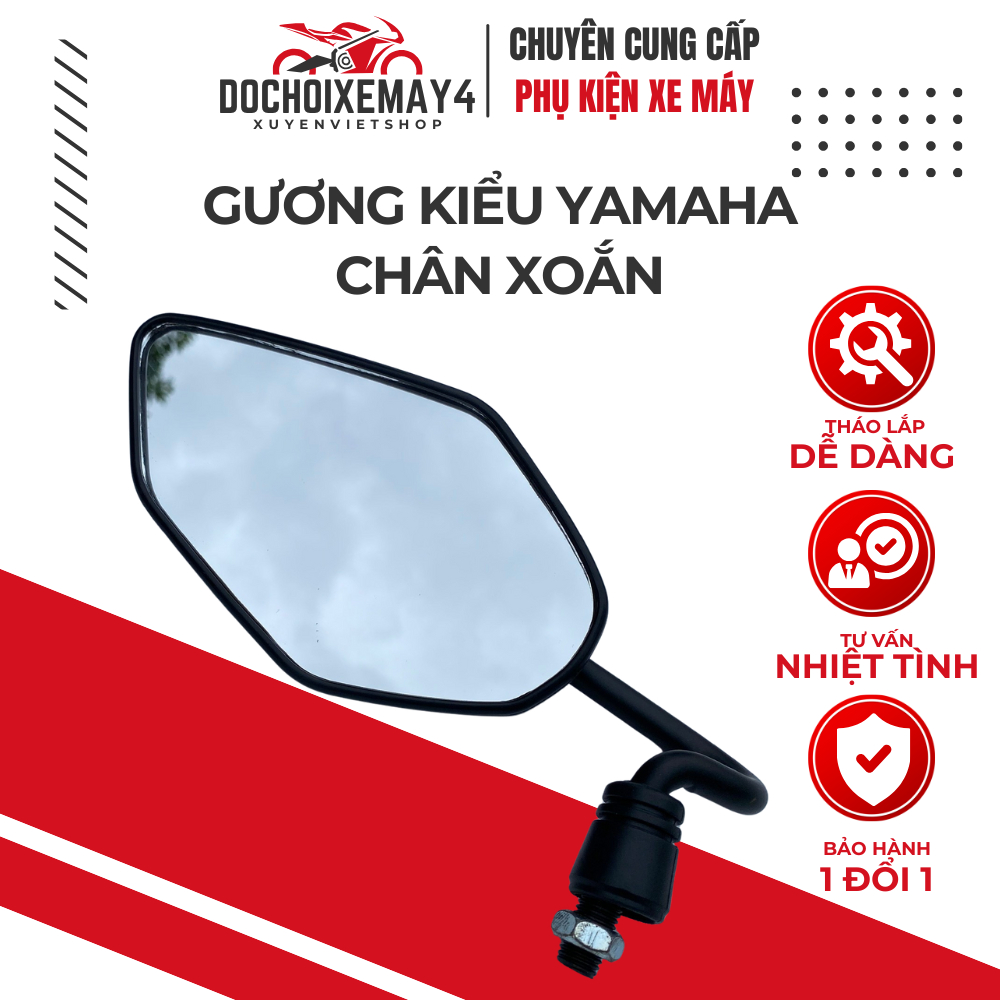 Gương Chiếu Hậu Xe Máy Kiểu Yamaha Chân Xoắn, Kính Chiếu Hậu Thiết Kế Thể Thao Bán Lẻ Hoặc 1 Cặp