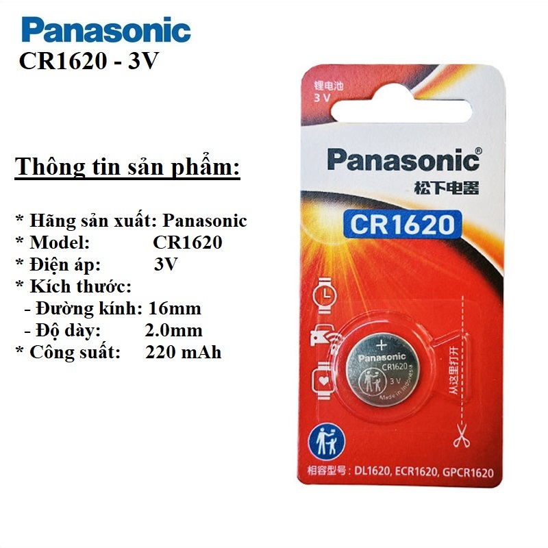 Pin CR1620 Panasonic Cao Cấp Vỉ 1 Viên - Made in Indonesia