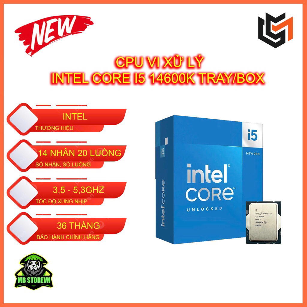 CPU INTEL CORE I7-14700K/I5 14600K (UP TO 5.6GHZ, 20 NHÂN 28 LUỒNG, 125W)