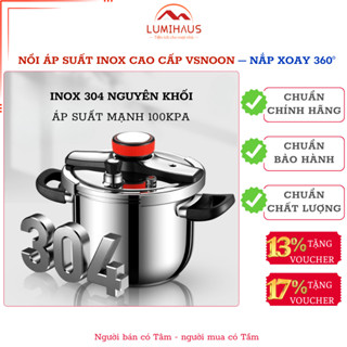 Nồi Áp Suất Inox 304 Cao Cấp – Nắp Xoay 360° An Toàn – 12 Lớp Bảo Vệ – Chống Nổ, Giữ Nhiệt Tốt