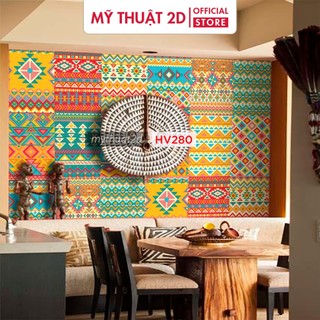  Decal gạch bông hoa văn thổ cẩm dán bếp dán tường quầy ba kt 120x60cm set 
