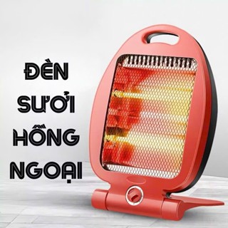 Máy sưởi PTLUXURY bóng hồng ngoại có tấm lưới cách nhiệt an toàn, chế độ phát nhiệt, tự ngắt, tiết kiệm điện