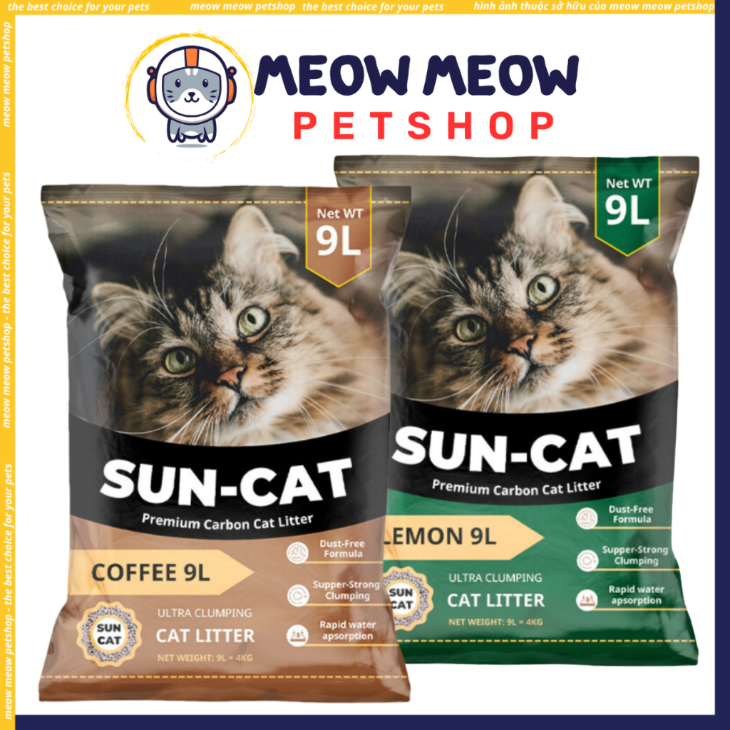 [Siêu Rẻ 9L] Cát vệ sinh cho mèo SUNCAT than hoạt tính. Cát mèo SUNCAT khử mùi, vón tốt