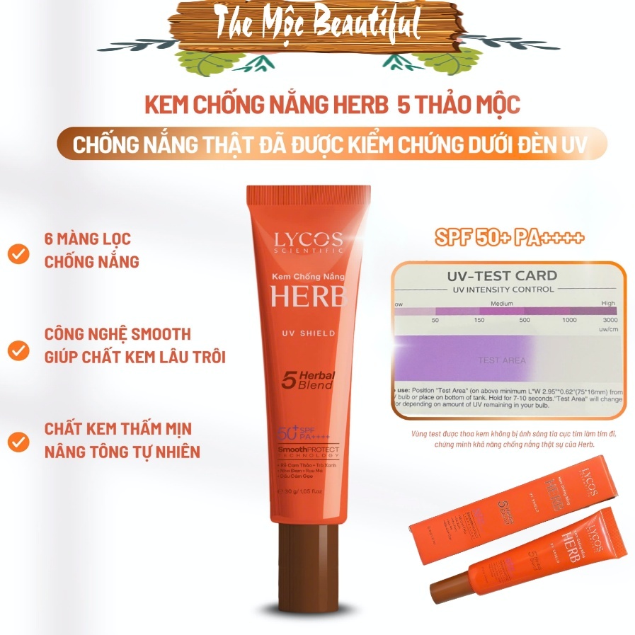 [Nâng cấp] Kem Chống Nắng Lycos Herb UV Shiled Lycos SPF 50+ PA ++++ Ngừa mụn, bật tone