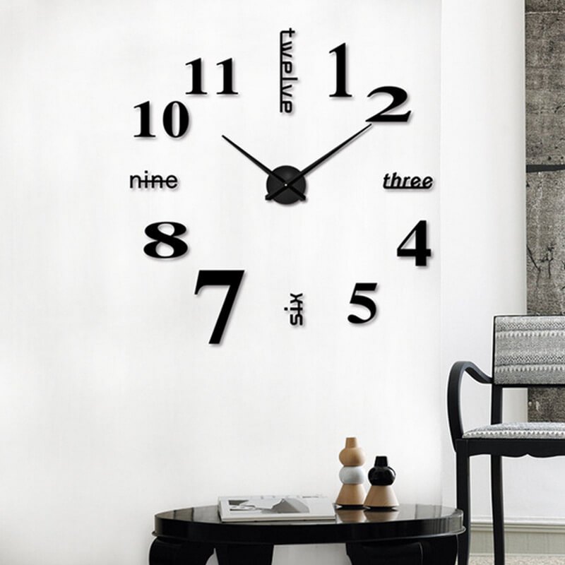 Đồng hồ dán tường Size lớn tùy chỉnh từ 80cm - 120cm, số nổi 3D - Dán tường