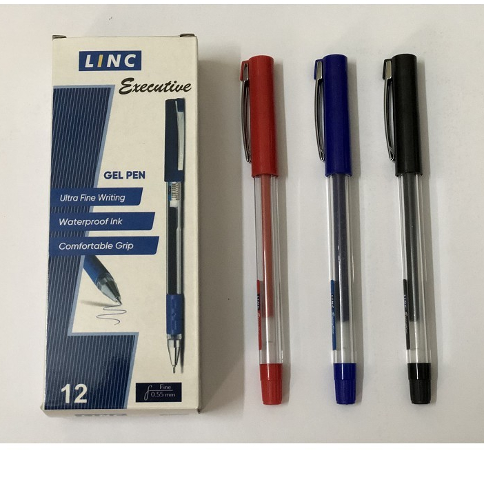 Hộp 12 chiếc Bút bi nước LINC Executive gel (Xanh, Đen, Đỏ)
