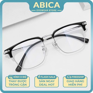  Gọng kính cận Clubmaster cao cấp phong cách Hàn Quốc mắt vuông không độ râm mát thời trang nữ nam cháy phố ABICA 178 