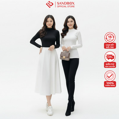 Combo 2 áo thun thu đông nữ SANDBOX, áo giữ nhiệt cổ tròn ba phân ôm ấm áp,dễ phối đồ, tôn dáng AGN