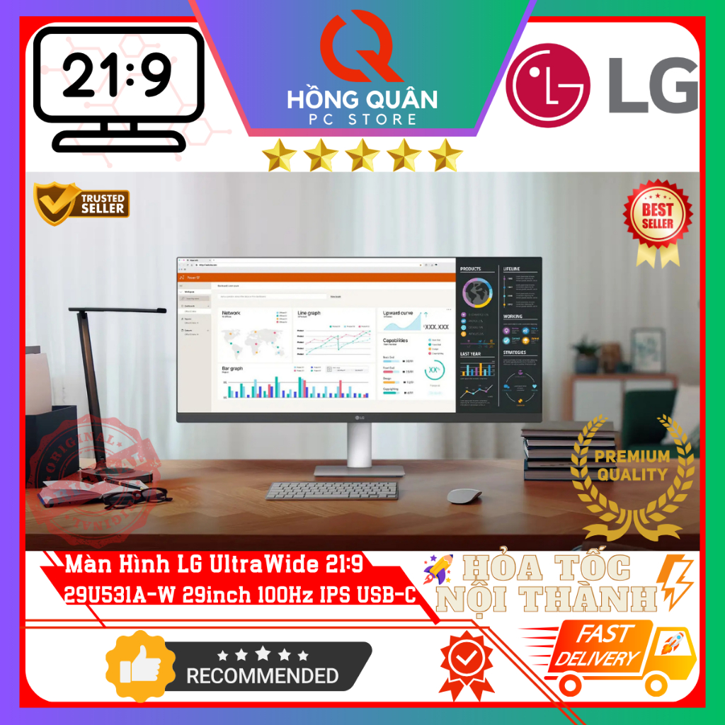 Màn hình UltraWide LG 29U531A-W 29inch (UltraWide FHD/IPS/100Hz/5ms/sRGB 99%/HDR10/USB Type-C) New - Hàng Chính Hãng | BigBuy360 - bigbuy360.vn