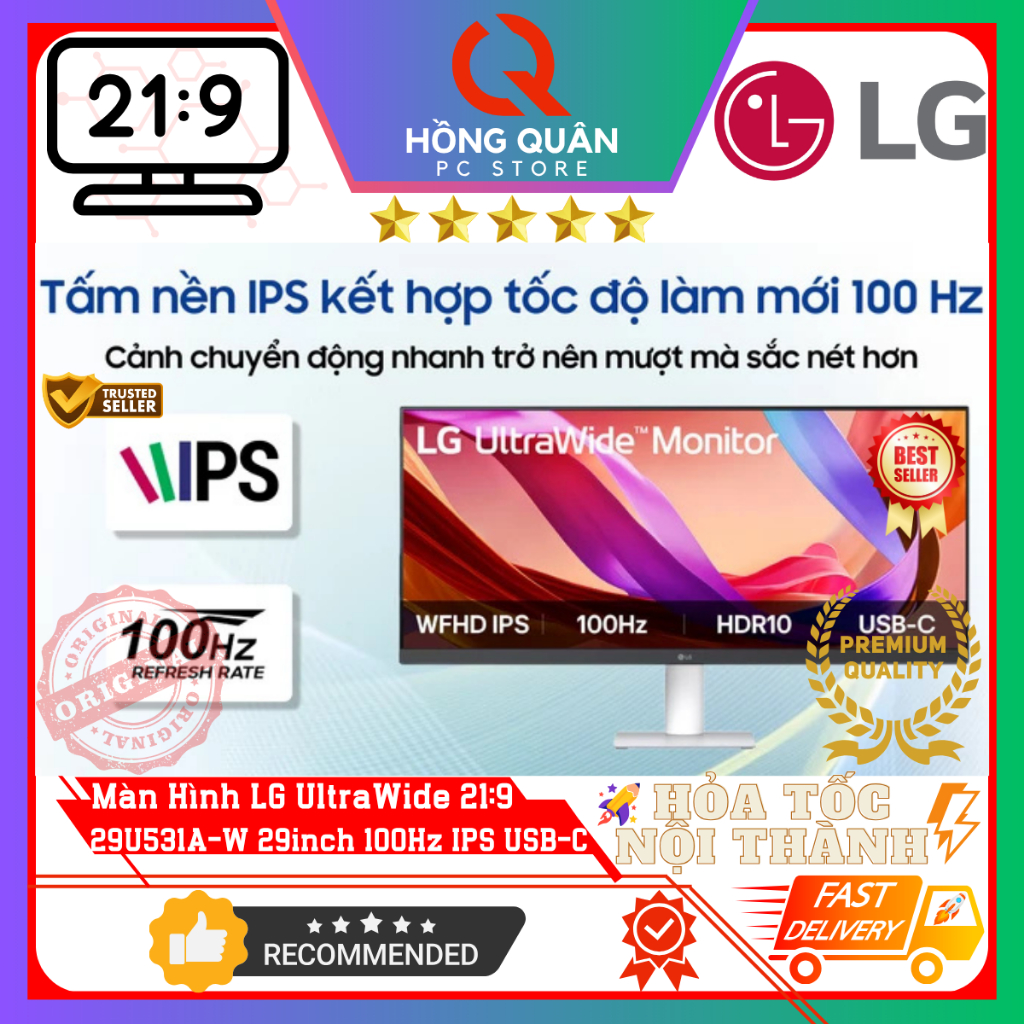 Màn hình UltraWide LG 29U531A-W 29inch (UltraWide FHD/IPS/100Hz/5ms/sRGB 99%/HDR10/USB Type-C) New - Hàng Chính Hãng | BigBuy360 - bigbuy360.vn