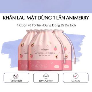 Khăn lau mặt dùng 1 lần Animerry, giấy lau mặt khô, lau ướt đa năng cuộn 40 tờ, tiện dụng đi du lịch