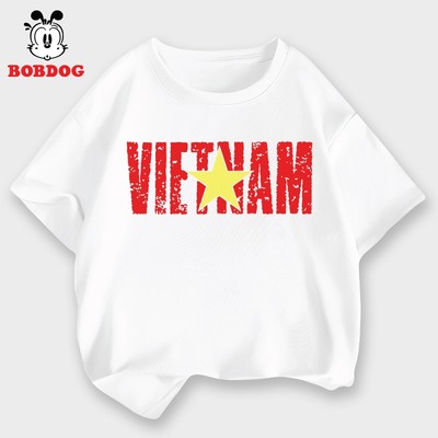 Áo thun cho bé BOBDOG chất liệu cotton thoáng mát in hình cờ Việt Nam áo cộc mừng ngày 2/9 cho bé