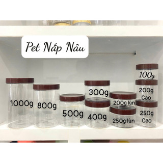 10 Hủ nhựa PET trong nắp màu. Hủ đựng có kèm nắp lót chống tràn