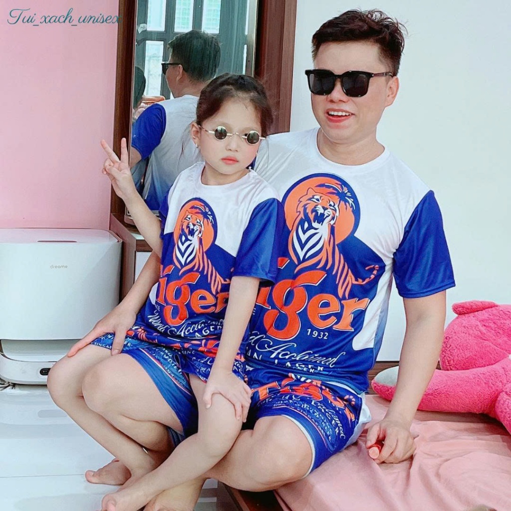 Đồ Bộ bóng chày nam nữ unisex chất set hè thể thao BIA TIGER XANH mặc nhà đi chơi siêu mát K1