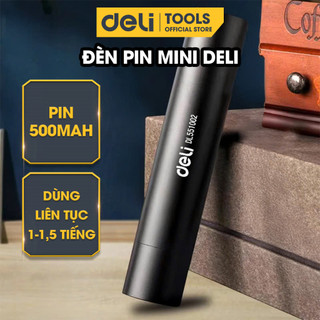 Đèn pin mini bỏ túi Deli siêu sáng, thiết kế nhỏ gọn, dung lượng pin 500MaH dùng lên tới 1,5h