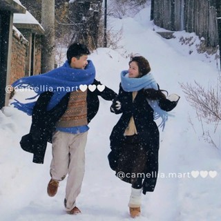 Khăn choàng cổ đôi COUPLE bản to BST màu trơn pastel, khăn len quàng nam nữ dày dặn vibe Hàn Quốc