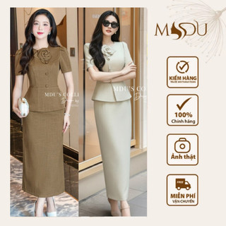 Váy Thiết Kế BST MDU5382 Chất Xước Thái Cao Cấp, Peplum Tinh Tế Cùng Dáng Dài Thanh Lịch Từ MDU