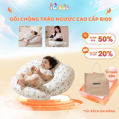 Đệm Gối Chống Trào Ngược  BI09 IQKAO Đa Năng Giúp Mẹ Cho Bé Bú, Chống Nôn Trớ, Gối Nằm Cho Bé
