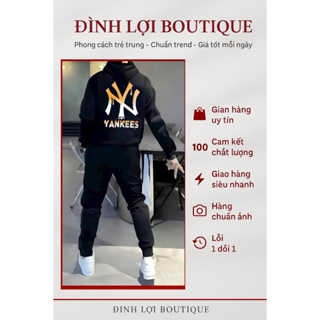  Bộ đồ thể thao nỉ Nhung nam NY cao cấp – Áo hoodie và quần jogger phong cách Hàn Quốc 