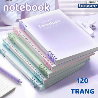  Sổ Còng 120 Trang Màu Gradient A5 B5 Vở Khuyết Còng 10 Chấu Có Bìa Nhựa Trong Suốt 