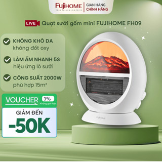 Quạt Sưởi Mini Nhập Khẩu FUJIHOME FH09, Máy Sưởi Ấm Giả Lập Lò Sưởi Tự Ngắt Làm Ấm Nhanh Tiết Kiệm Điện