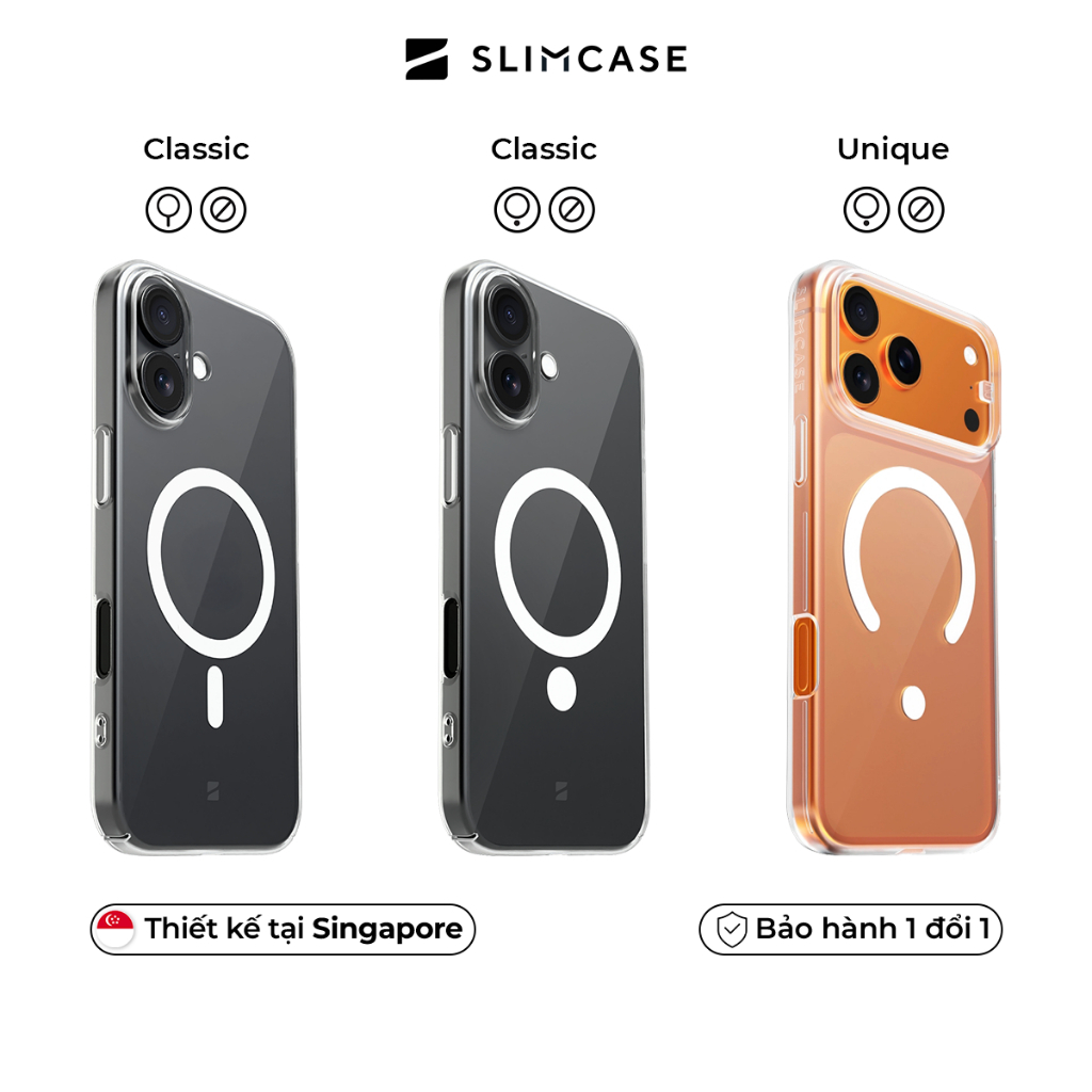 Ốp lưng iPhone 17 / 17 Pro / 17 Pro Max SLIMCASE - Không ố vàng, siêu mỏng, hỗ trợ sạc không dây