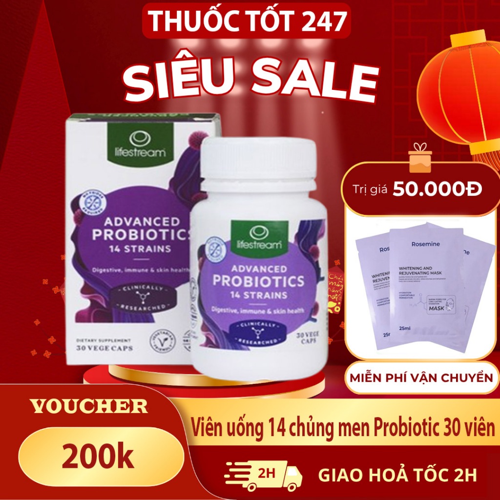 [Công ty] Viên Uống Probiotic Men Vi Sinh 14 Chủng Lifestream Advanced Probiotics New Zealand 30 viê