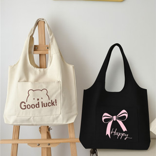 Túi tote vải canvas đeo vai phong cách Hàn Quốc hoạ tiết đa dạng dễ phối đồ giá rẻ đẹp đi học, đi chơi đựng vừa laptop