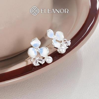 Bông tai nữ chuôi bạc 925 Eleanor Accessories hình hoa đính đá phụ kiện trang sức khuyên tai 10702