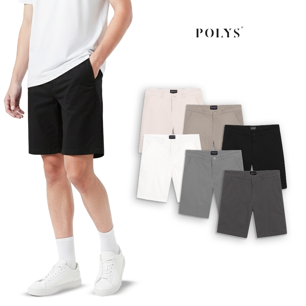 Quần short nam POLYS vải Kaki Cotton dày dặn, co giãn Form Regular Quần Short Kaki Nam