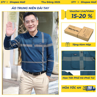  Áo Thun Nam Trung Niên Dài Tay Cao Cấp Chuẩn Hàng Nhập Áo Thu Đông Có Cổ Tặng Bố Chất Đẹp Không Xù Vải - ATD02 